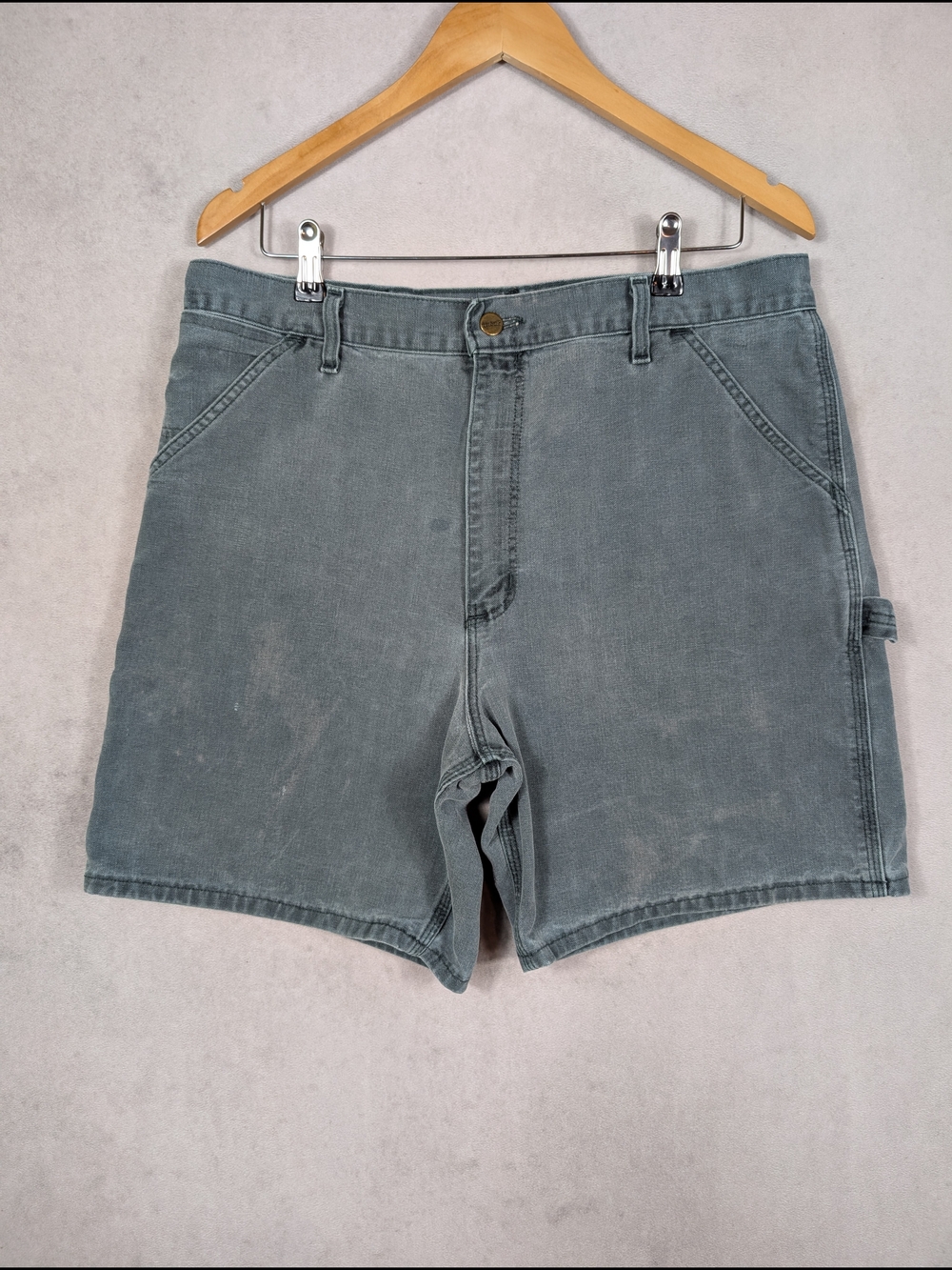 Carhartt B24 HTG Carpenter Shorts Hunter Green Mens Size 38 Vintage Faded